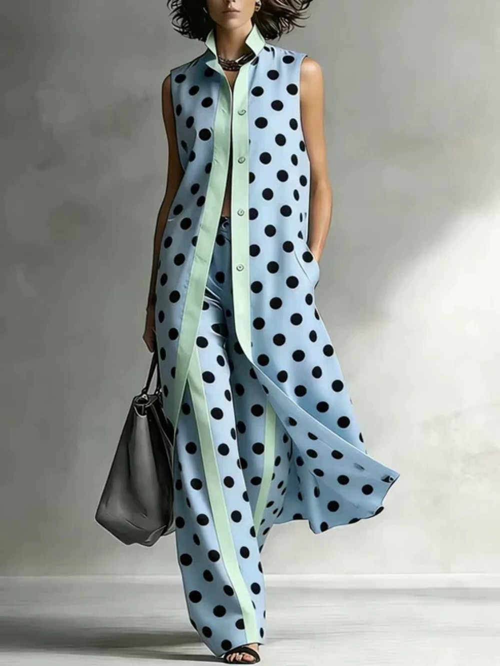 French Retro Polka Dot Sleeveless Summer Chic Versatile Womens Vacation Dress